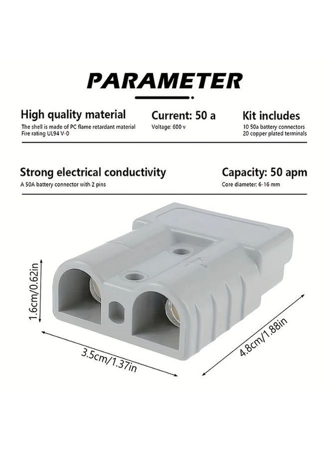 Anderson Style 50A Plug Connector Kit 10pcs 12 24V DC Quick Connect Disconnect for RV Solar - Image 3