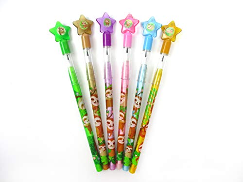 TINYMILLS 24 Pcs Sloth Multi Point Stackable Push Pencil Assortment with Eraser for Sloth Birthday Party Favor Prize Carnival Goodie Bag Stuffers Classroom Rewards - Image 2
