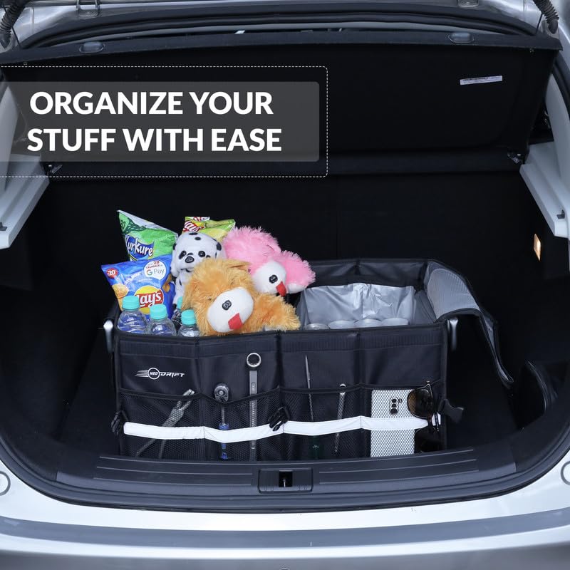 Neodrift Trunk Master Pro With Cooler Bag - Multi-Compartment Car Organizer, Durable & Portable Polyester, Anti-Skid For Sedan, Suv, Minivan - Ideal For Cargo, Gifts, Toys, Automobiles, Black - Image 3