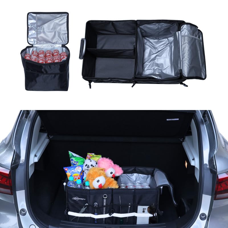 Neodrift Trunk Master Pro With Cooler Bag - Multi-Compartment Car Organizer, Durable & Portable Polyester, Anti-Skid For Sedan, Suv, Minivan - Ideal For Cargo, Gifts, Toys, Automobiles, Black - Image 1