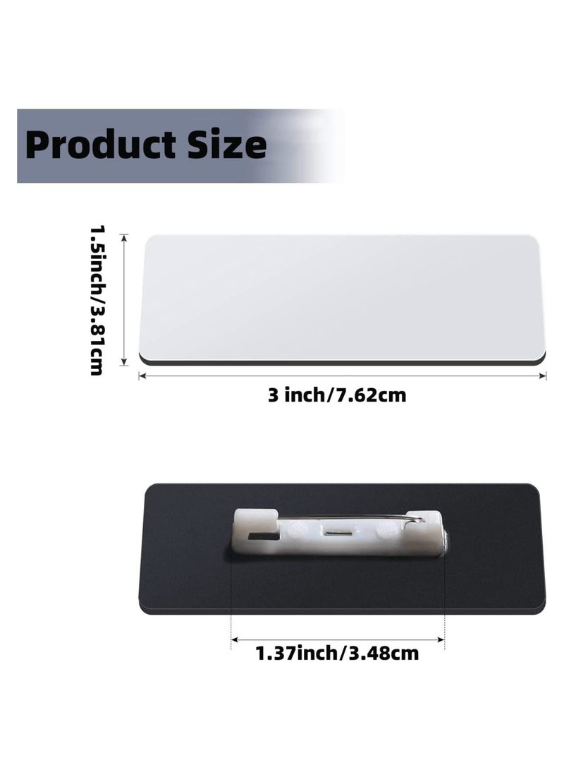 16 بطاقة شخصية فارغة للتعريف بالاسم للمدرسة أو المكتب بزوايا مدورة ودبابيس تثبيت (1.5 × 3 بوصة) - Image 2