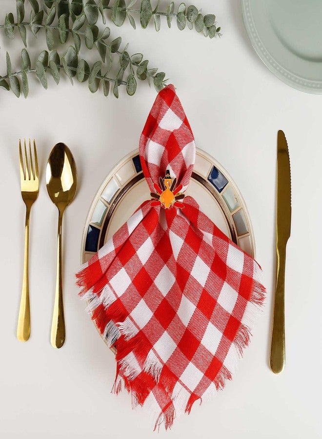 Wonlex Buffalo Check Dinner Cloth Napkins, 18 x 18 Inches Cotton Plaid Napkins Cloth Soft, Comfortable, Washable Table Napkins Ideal for Everyday Use, Hotels, Events(Red-White) - Image 5