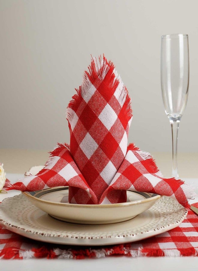 Wonlex Buffalo Check Dinner Cloth Napkins, 18 x 18 Inches Cotton Plaid Napkins Cloth Soft, Comfortable, Washable Table Napkins Ideal for Everyday Use, Hotels, Events(Red-White) - Image 3