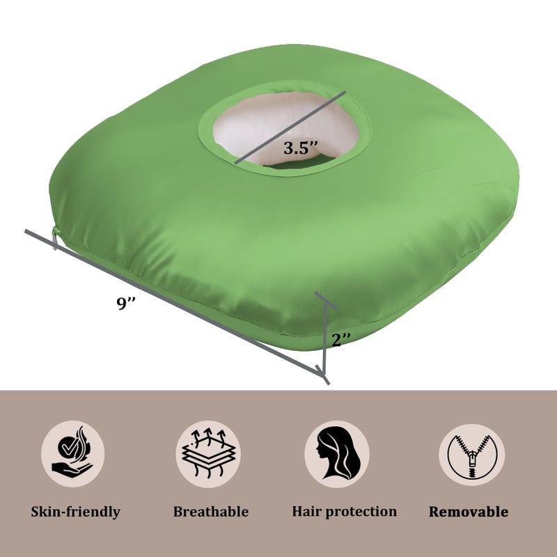 Wuronsa Ear Piercing Pillow for Side Sleepers with Ear Hole, Donut Pillow for Ear with Silky Pillowcase for CNH and Ear Pain Inflammation Pressure Sores Piercing, Ear Guard Pillow (Light Green) - Image 4