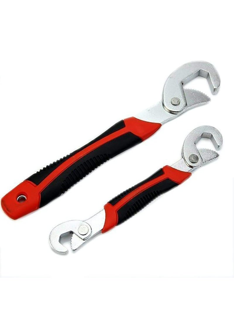 ONISHOMES ONISHOMES Multifunction Stainless Steel Socket Adjustable Universal Multi Function Wrench Spanner Set Tools Snap and Grip Open End Snap N Grip Tool Spanner Tool Kit Black and Red Pack of 2  - Image 1
