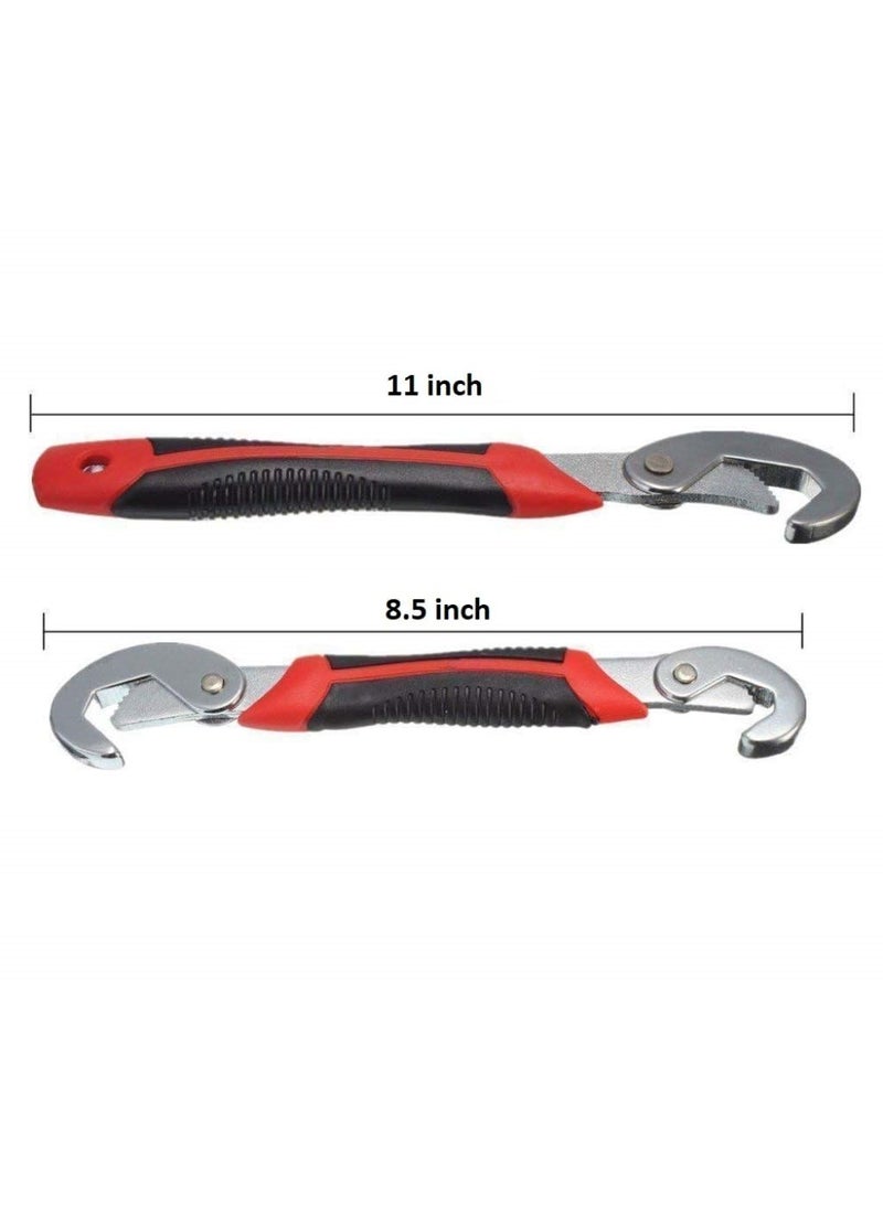 ONISHOMES ONISHOMES Multifunction Stainless Steel Socket Adjustable Universal Multi Function Wrench Spanner Set Tools Snap and Grip Open End Snap N Grip Tool Spanner Tool Kit Black and Red Pack of 2  - Image 3