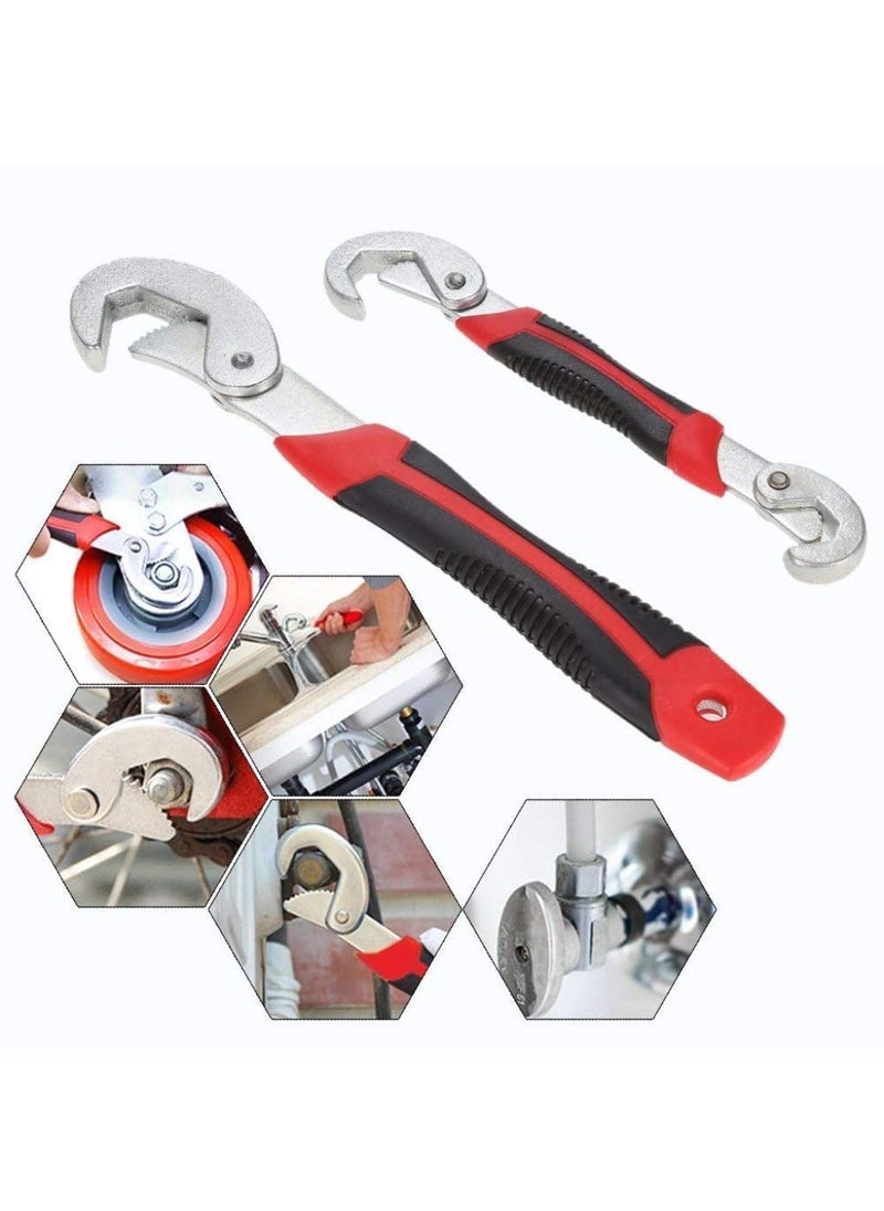 ONISHOMES ONISHOMES Multifunction Stainless Steel Socket Adjustable Universal Multi Function Wrench Spanner Set Tools Snap and Grip Open End Snap N Grip Tool Spanner Tool Kit Black and Red Pack of 2  - Image 2