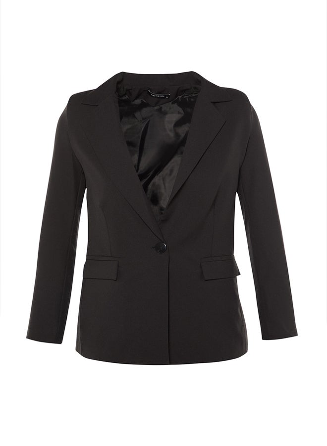 trendyol Black Woven Lined Double Breasted Closure Blazer Jacket - Image 5