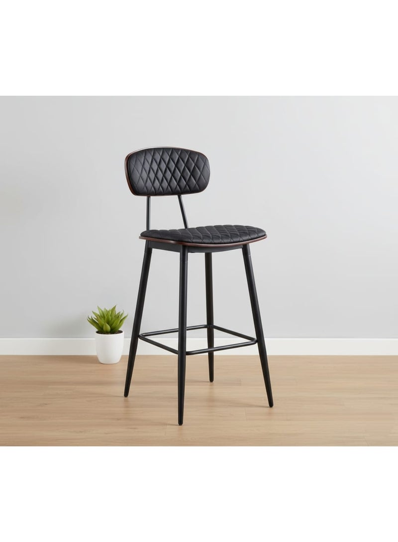 NZONE STORE Leather Bar Chair Modern Design Bar Chair with Luxurious Padded Seat, Metal Frame and Wooden Back - Image 1