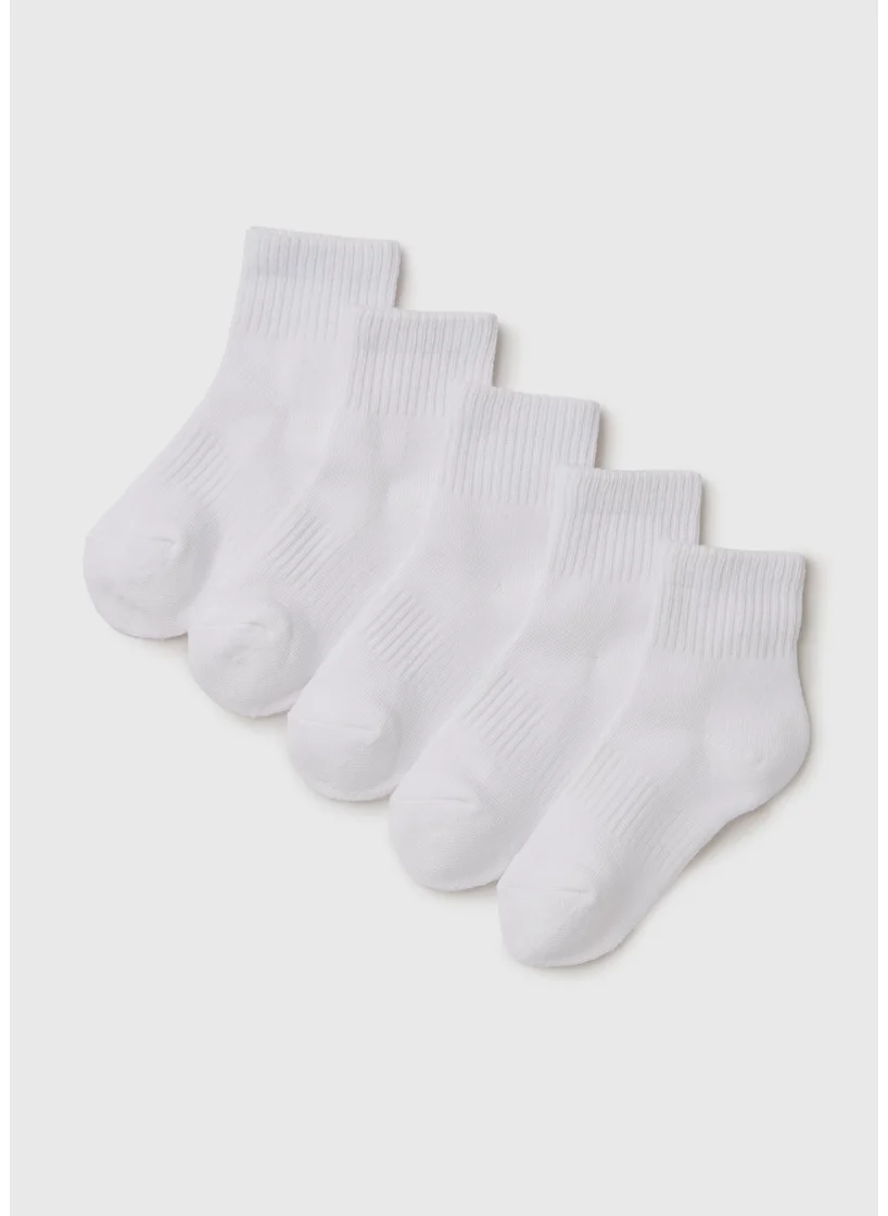 Matalan 5 Pack Boys White Sports Socks
