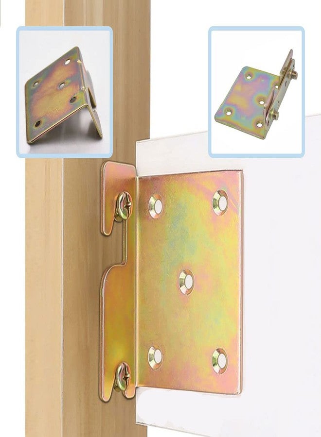 Antfly Bed Rail Brackets, Bed Rail Fittings, Heavy Duty Non-Mortise, Bed Frame Bed Post Double Hook Slot Bracket with Screws, Set of 4 - Image 4