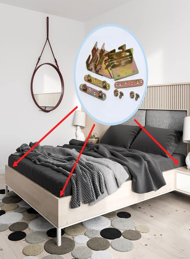 Antfly Bed Rail Brackets, Bed Rail Fittings, Heavy Duty Non-Mortise, Bed Frame Bed Post Double Hook Slot Bracket with Screws, Set of 4 - Image 5