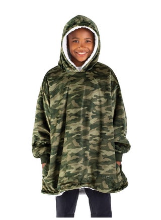Bare Home Sherpa Fleece Wearable Blanket - Oversized Wearable Blanket Hoodie - Kids Size - Warm & Cozy - Soft Blanket - Comfortable Blanket Sweatshirt with Dual-Sided Pockets (Kids, Camo - Green) - pzsku/Z38D89C597C0AD7F90303Z/45/1745220426/444320bc-de63-46c5-aee9-f7b006eb6f40