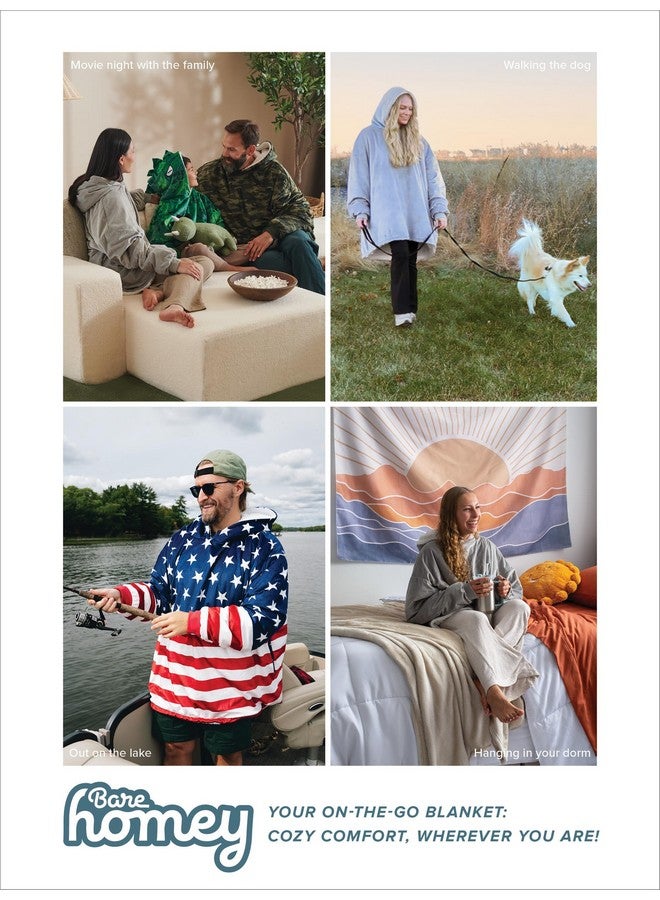 Bare Home Bare Home Sherpa Fleece Wearable Blanket - Oversized Wearable Blanket Hoodie - Kids Size - Warm & Cozy - Soft Blanket - Comfortable Blanket Sweatshirt with Dual-Sided Pockets (Kids, Camo - Green) - Image 3