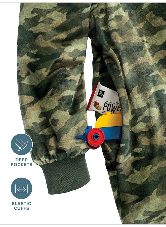 Bare Home Bare Home Sherpa Fleece Wearable Blanket - Oversized Wearable Blanket Hoodie - Kids Size - Warm & Cozy - Soft Blanket - Comfortable Blanket Sweatshirt with Dual-Sided Pockets (Kids, Camo - Green) - Image 5