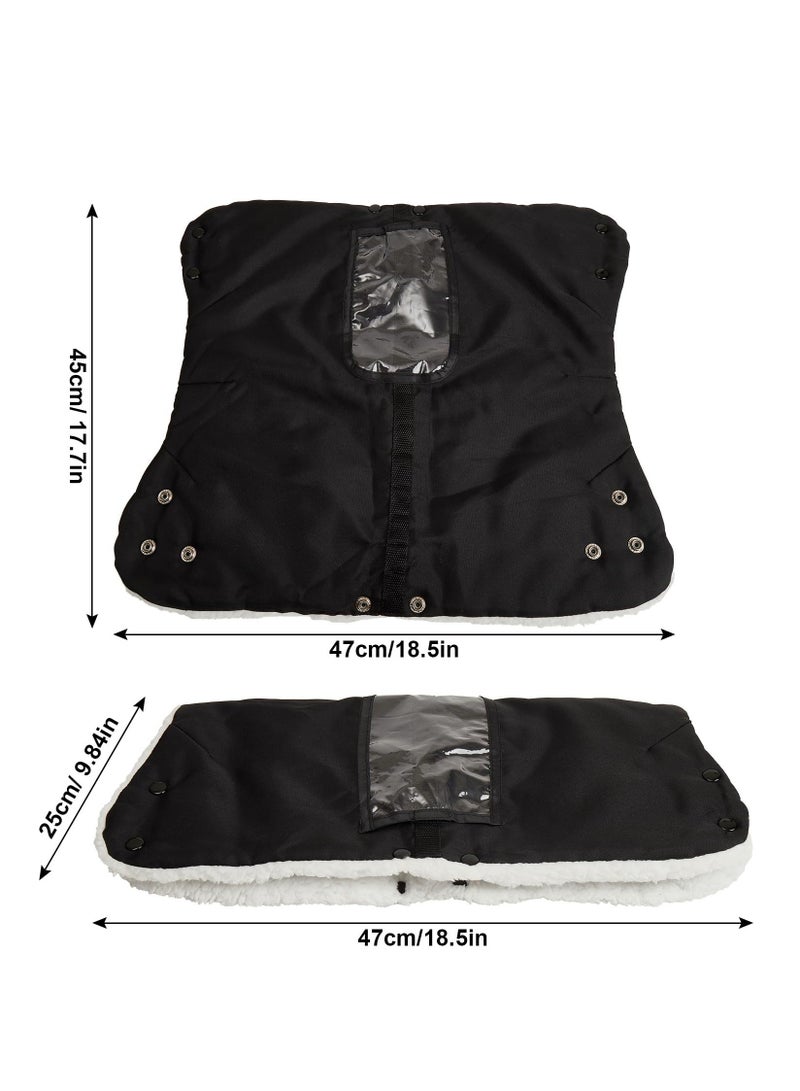 Stroller Hand Gloves, Baby Stroller Gloves Thick AntiFreeze Mittens Hand Warmer, Universal Warm Winter Gloves Water Repellent Pram Hand Gloves With Touch Screen Phone Bag For Cold Weather, Black - Image 3
