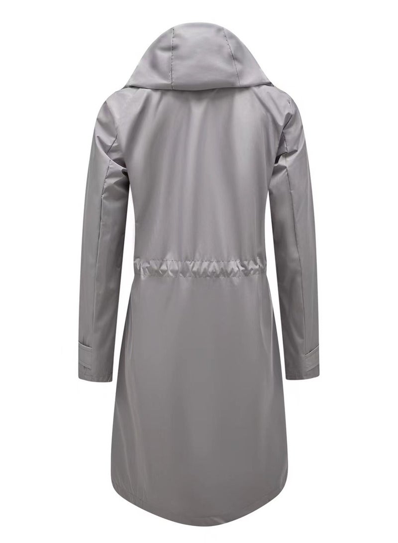 Loquat Autumn Winter Women's Hooded Windbreaker Casual Long Coat  - Image 3