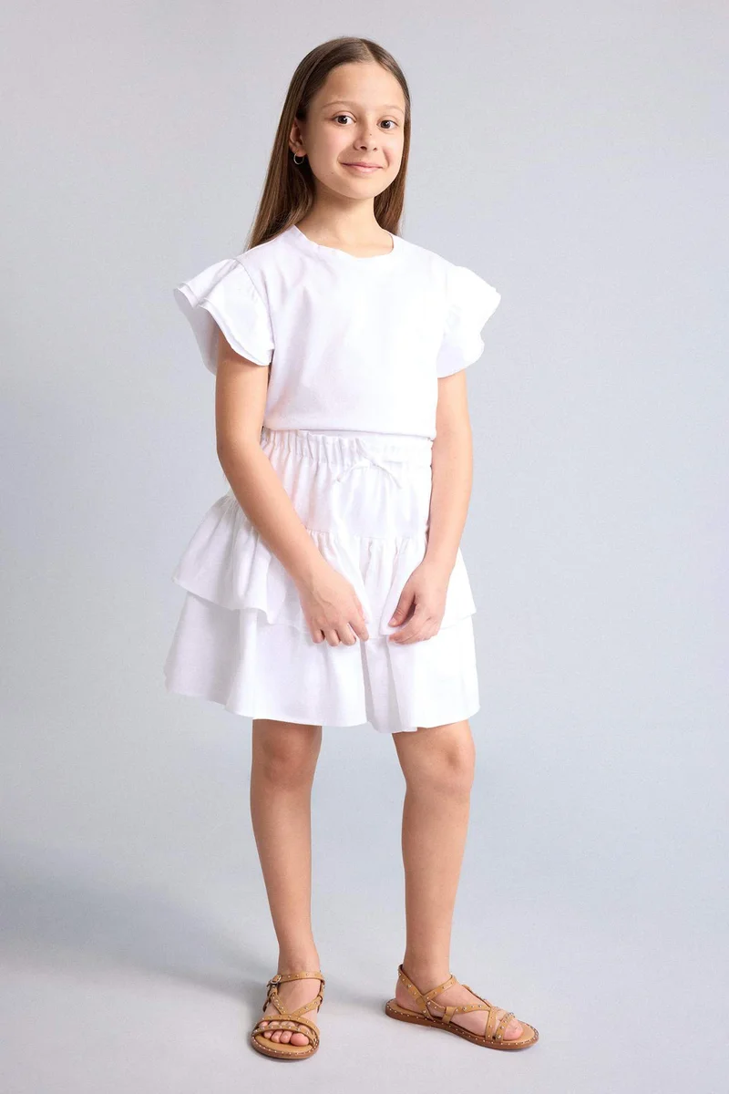 ديفاكتو Girl Regular Fit Cotton Crew Neck Short Sleeve T-Shirt