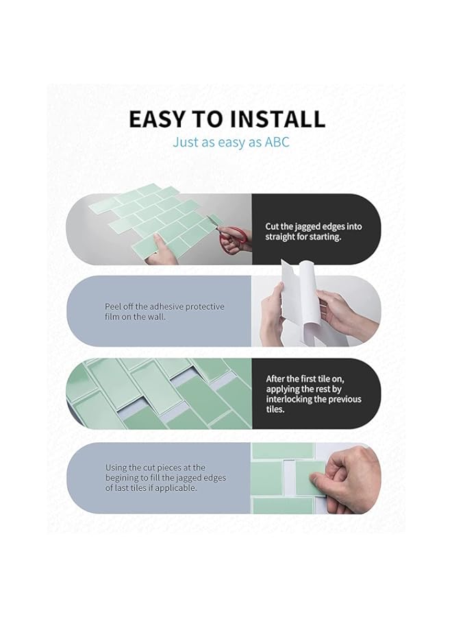 Raxoom 10 Sheets Pack Sheet Peel Stick Tiles and Kitchen Backsplash, 12 x 12 Inches Self Adhesive Kitchen Backsplash 3D Wall Panels for Bathroom Kitchen Tiles, Green - Image 3
