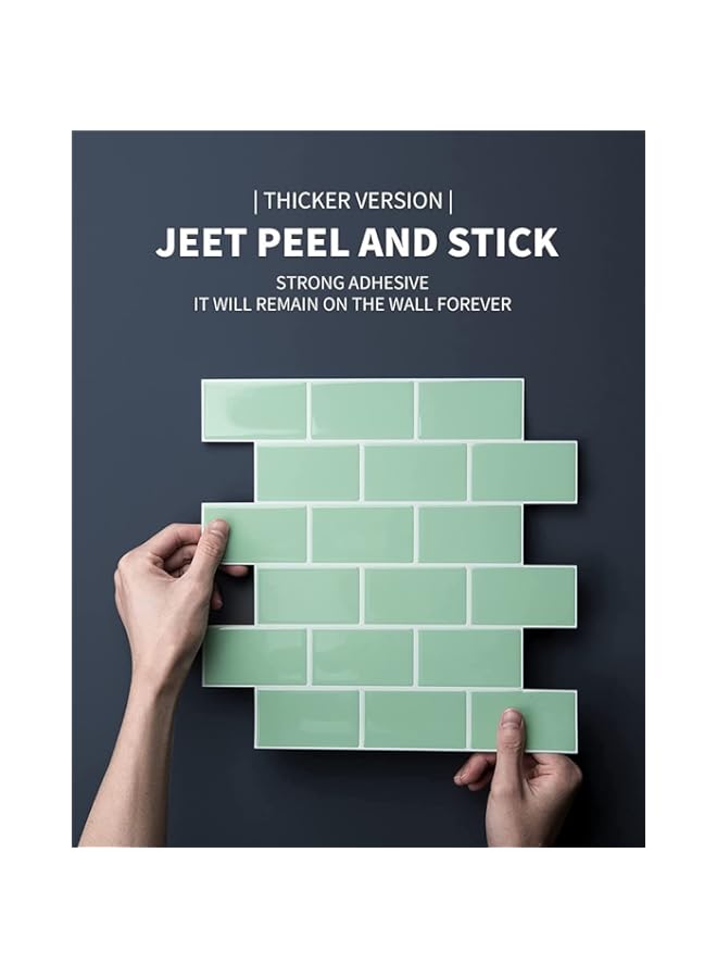 Raxoom 10 Sheets Pack Sheet Peel Stick Tiles and Kitchen Backsplash, 12 x 12 Inches Self Adhesive Kitchen Backsplash 3D Wall Panels for Bathroom Kitchen Tiles, Green - Image 2