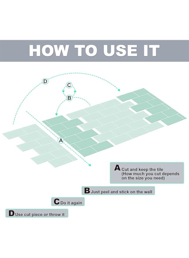 Raxoom 10 Sheets Pack Sheet Peel Stick Tiles and Kitchen Backsplash, 12 x 12 Inches Self Adhesive Kitchen Backsplash 3D Wall Panels for Bathroom Kitchen Tiles, Green - Image 5