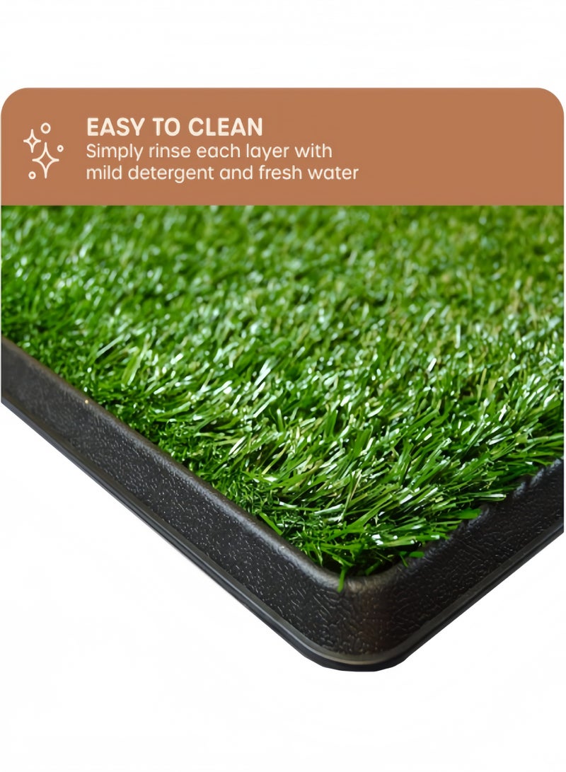 هالامودو وسادة عشب للكلاب مع صينية، 20 × 26 بوصة - نظام قضاء الحاجة للكلاب في الأماكن الخارجية والداخلية مع عشب صناعي قابل للاستبدال - قاعدة قضاء الحاجة للكلاب محمولة ومقاومة للماء - Image 4