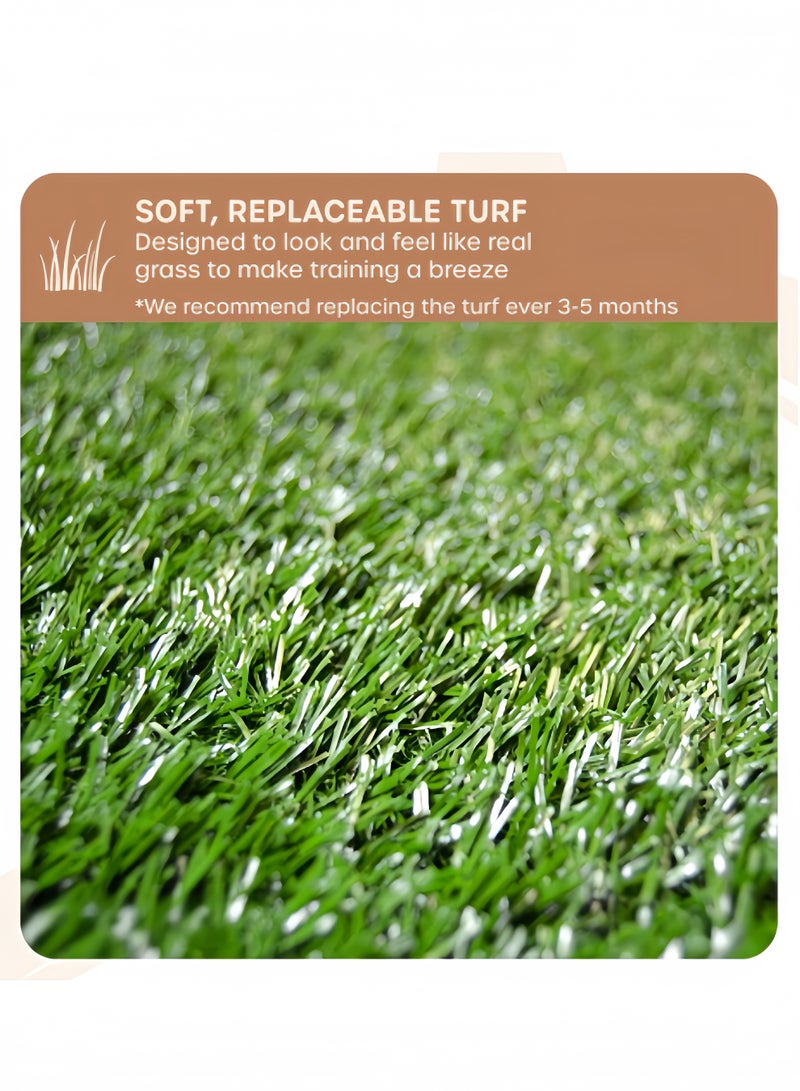 هالامودو وسادة عشب للكلاب مع صينية، 20 × 26 بوصة - نظام قضاء الحاجة للكلاب في الأماكن الخارجية والداخلية مع عشب صناعي قابل للاستبدال - قاعدة قضاء الحاجة للكلاب محمولة ومقاومة للماء - Image 3