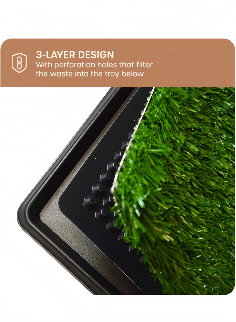 هالامودو وسادة عشب للكلاب مع صينية، 20 × 26 بوصة - نظام قضاء الحاجة للكلاب في الأماكن الخارجية والداخلية مع عشب صناعي قابل للاستبدال - قاعدة قضاء الحاجة للكلاب محمولة ومقاومة للماء - Image 2