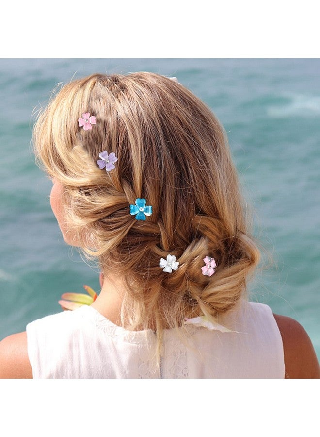 YISSION 20Pcs Mini Flower Hair Clips With Rhinestone Cute Hair Pins Decorative Hair Clips Wedding Hair Barrettes Bridal Hair Accessories For Girls Women 4 Colors - Image 5
