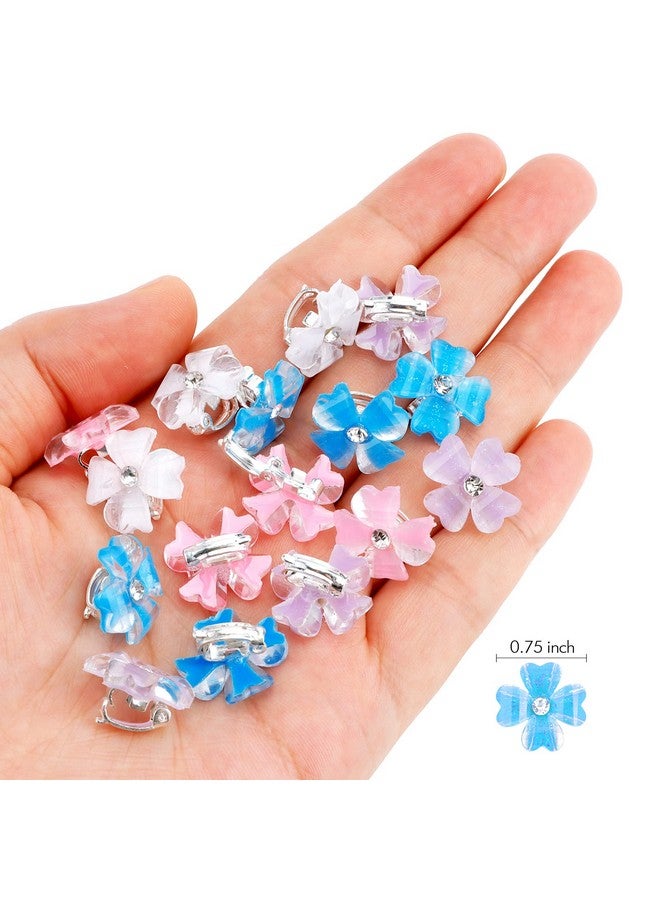 YISSION 20Pcs Mini Flower Hair Clips With Rhinestone Cute Hair Pins Decorative Hair Clips Wedding Hair Barrettes Bridal Hair Accessories For Girls Women 4 Colors - Image 4