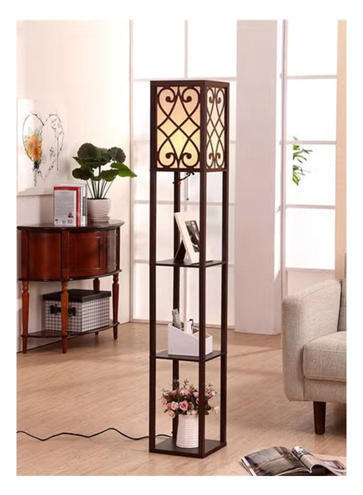 keke Nordic Modern Bedroom Linen Cover Standing Floor Vertical Lamp With 9W Bulb With Shelves - Image 2