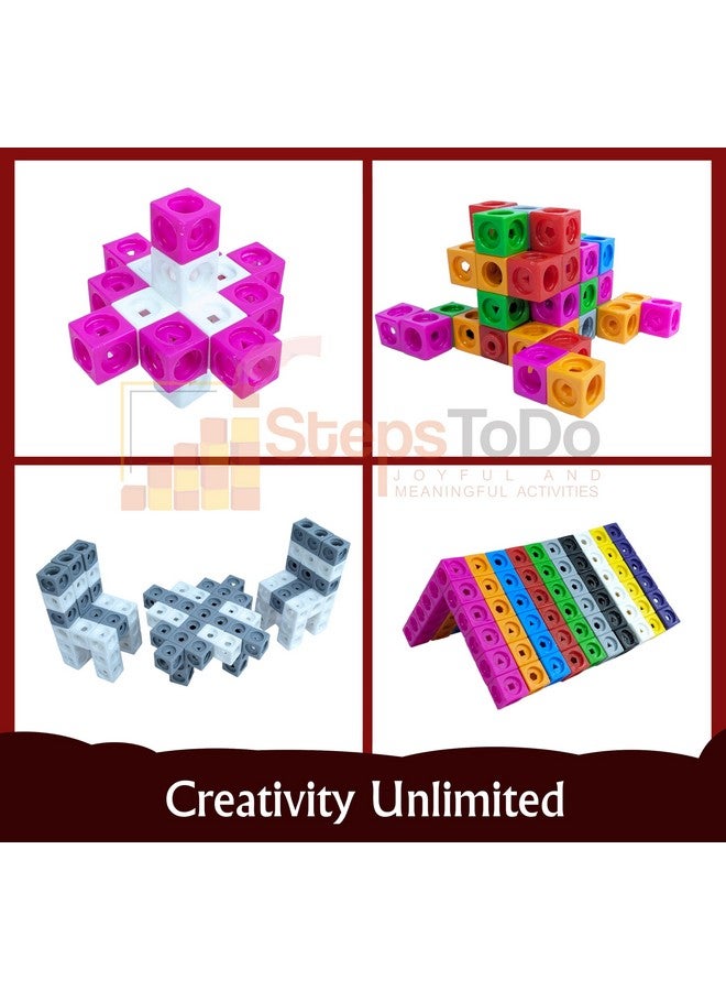 StepsToDo Pack 100 Maths Cubes in 5 Colours. Math Teaching Aid. 2CM Size. Interlocking Counting Cubes. Linking Cubes. Snap Cubes. with Activity Booklet - Image 5