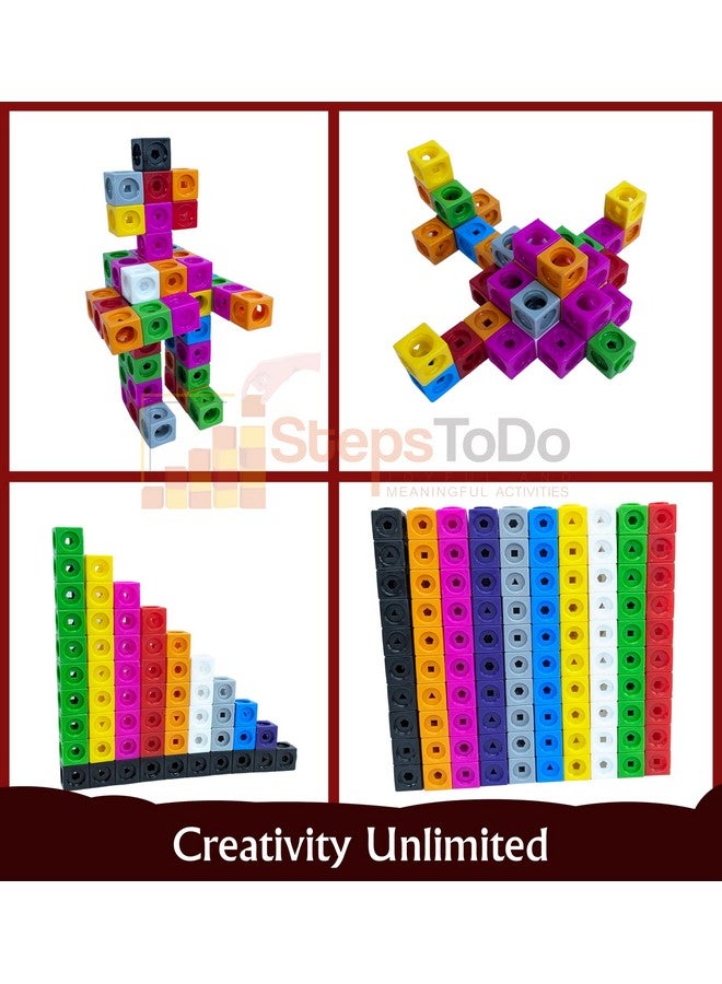 StepsToDo Pack 100 Maths Cubes in 5 Colours. Math Teaching Aid. 2CM Size. Interlocking Counting Cubes. Linking Cubes. Snap Cubes. with Activity Booklet - Image 4