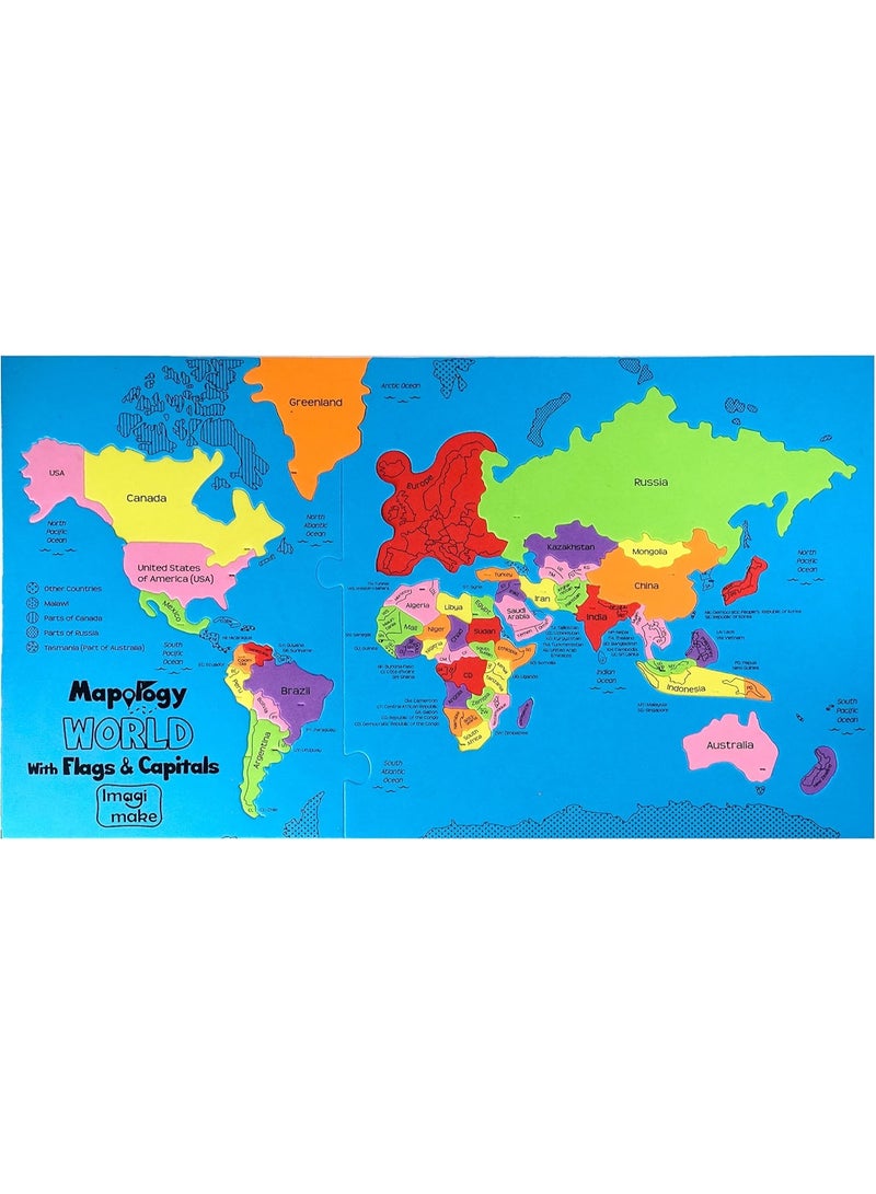 Imagimake Mapology World Map Puzzle with Country Flags & Capitals for Kids 5+ Years | Country Shaped Jigsaw Puzzles | Geography Learning & Educaitonal Toys for Boys & Girls | Christmas Gift for 5-12 - Image 4