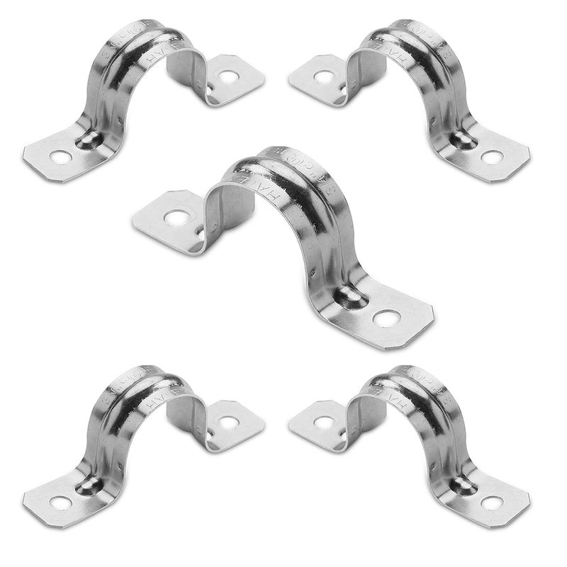 OhLectric OL48171 Two Hole Rigid Pipe Strap Sturdy Steel Strap Clamps Zinc Plated Steel Reinforced Rib Corrosion Resistant Easy to Install 2 Inches Pack of 5