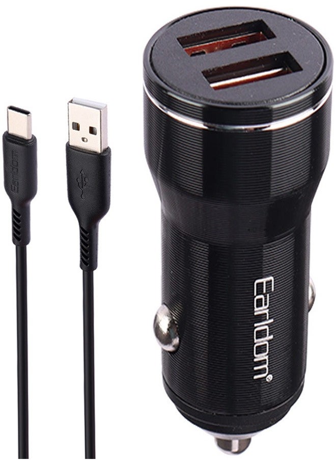 Earldom Earldom CC19M-Car Charger With Dual USB Ports Earldom Fast Charge 2.4A + Type-c Cable - Black  - Image 4