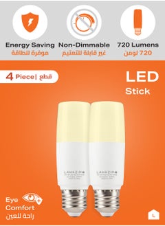 LAWAZIM 9W LED Stick E27 -4 Piece 3000K Warm White- Energy Saving 55W Equivalent Non-Dimmable Lightbulbs with 720 Lumens and a Lifespan of 15,000 Hours - for Wall Sconces, Desk Lamps, and Garage Use  - Image 3