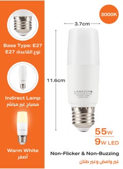 LAWAZIM 9W LED Stick E27 -4 Piece 3000K Warm White- Energy Saving 55W Equivalent Non-Dimmable Lightbulbs with 720 Lumens and a Lifespan of 15,000 Hours - for Wall Sconces, Desk Lamps, and Garage Use  - Image 2