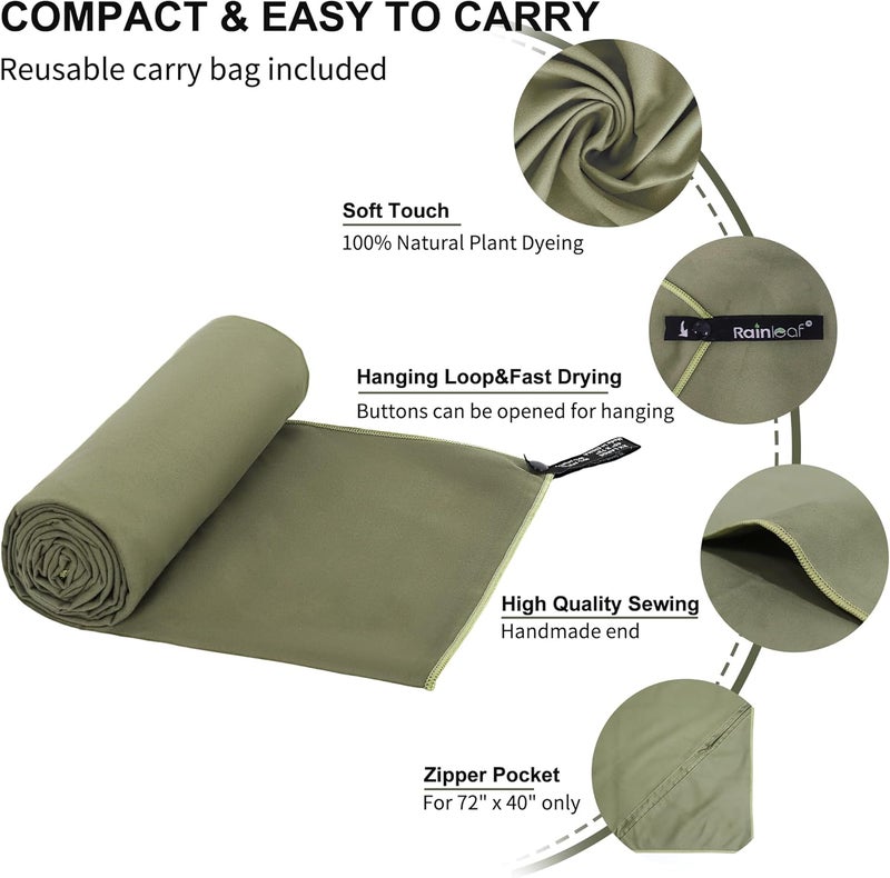 Rainleaf Microfiber Towel Perfect Travel & Sports &Camping Towel.Fast Drying - Super Absorbent - Ultra Compact.Suitable for Backpacking,Gym,Beach,Swimming,Yoga - Image 3