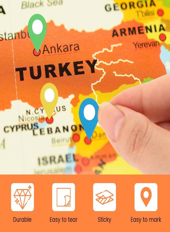 BNYTXV 448PCS Map Stickers, Self Adhesive Maps Location Marker, Peel and Stick Colorful Travel Map Sticker, 0.4" x 0.63" Small Indicator Labels for Adventure Sites or Travel - Image 2
