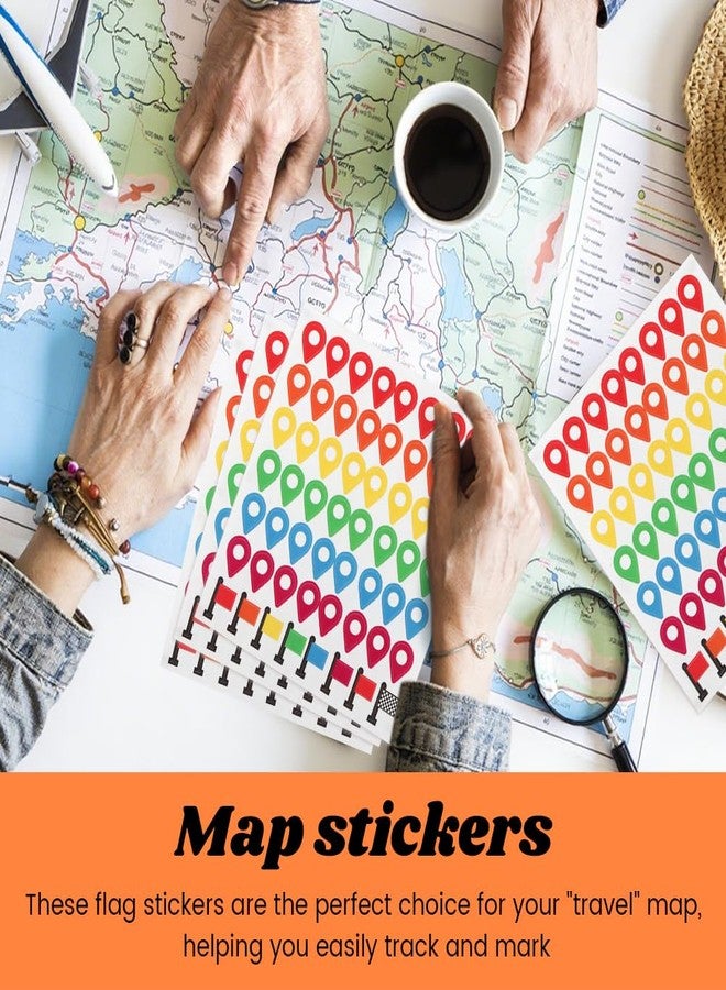 BNYTXV 448PCS Map Stickers, Self Adhesive Maps Location Marker, Peel and Stick Colorful Travel Map Sticker, 0.4" x 0.63" Small Indicator Labels for Adventure Sites or Travel - Image 3