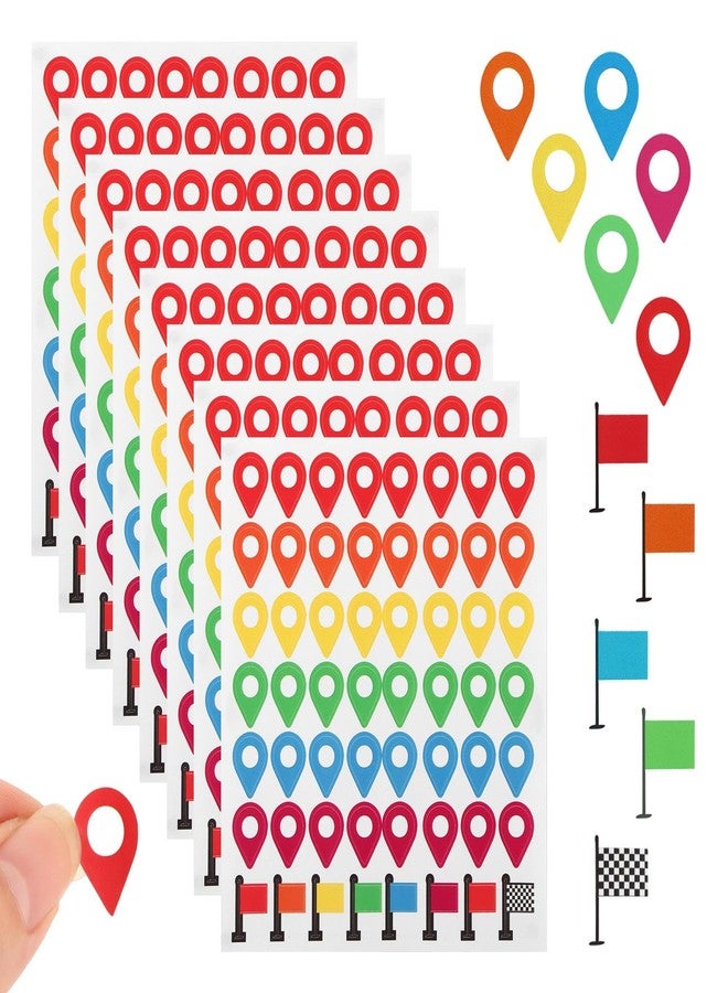 BNYTXV 448PCS Map Stickers, Self Adhesive Maps Location Marker, Peel and Stick Colorful Travel Map Sticker, 0.4" x 0.63" Small Indicator Labels for Adventure Sites or Travel - Image 1