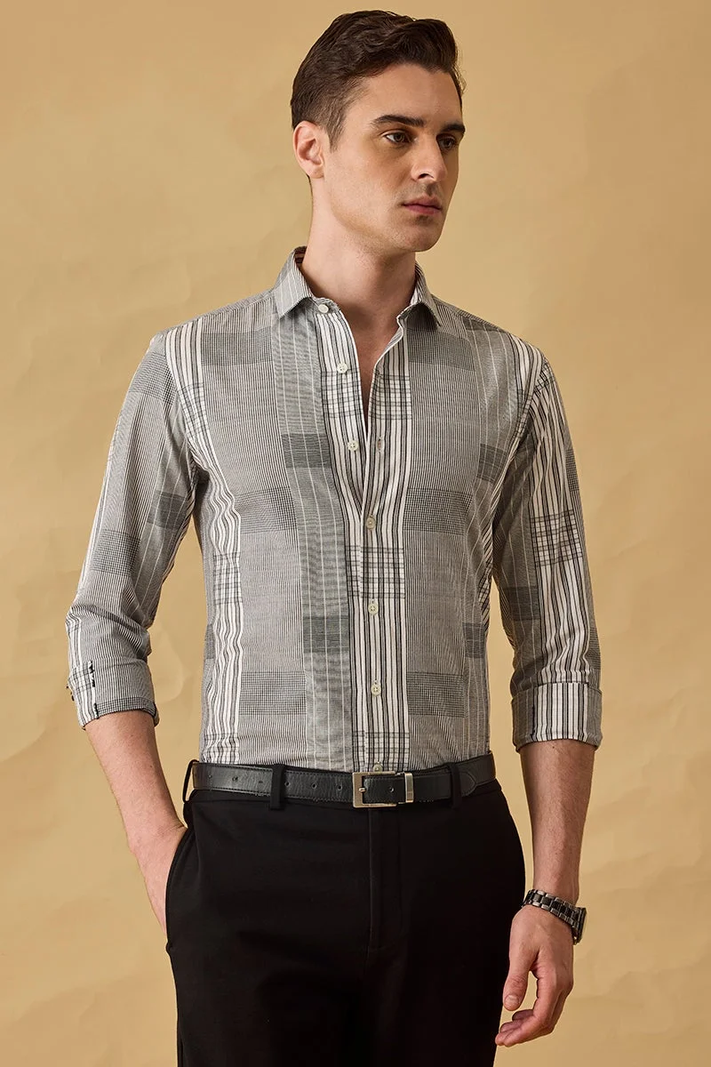 سنيتش Black Checks Slim Fit Luxe Shirt