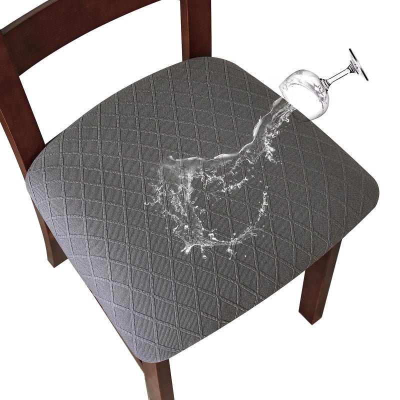 Genina Waterproof Seat Covers for Dining Room Chairs Covers Dining Chair Cover Kitchen Chair Covers Dark Gray 4 Pcs