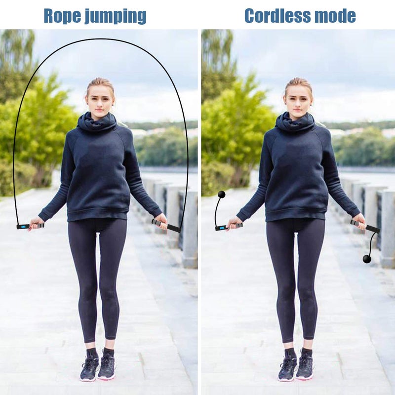 Wastou Jump Rope, Digital Weighted Handle Workout Jumping Rope with Calorie Counter for Training Fitness, Adjustable Exercise Speed Skipping Rope for Men, Women, Kids, Girls (Black) - Image 2