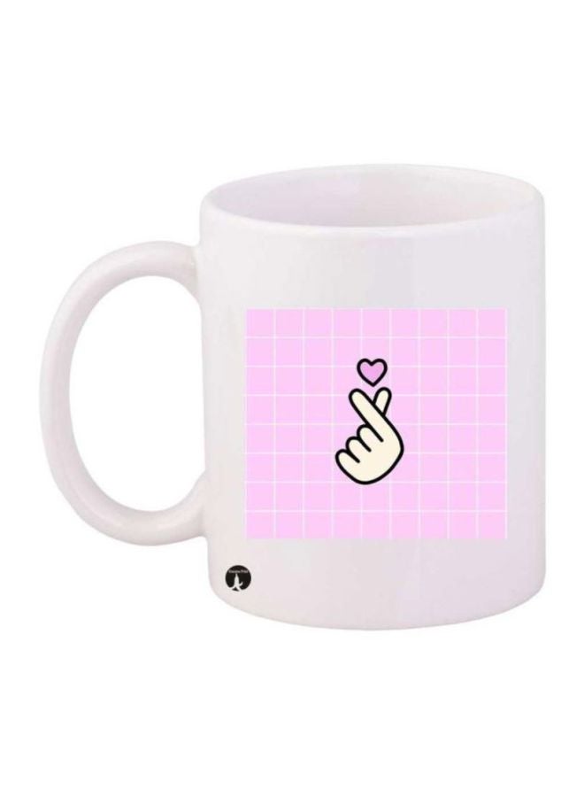 Hand Printed Coffee Mug White/Pink/Beige