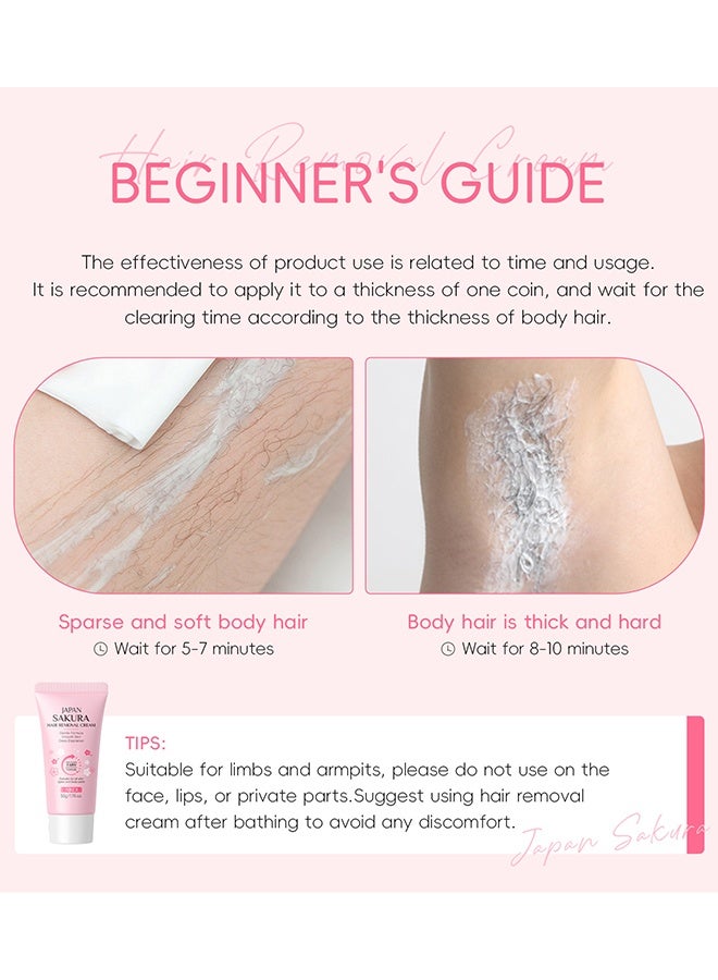 Laikou Japan Sakura Hair Removal Cream - Painless Depilatory Cream For Bikini Line, Body, Legs, Arms, Underarms Hair Removal Butter for Women with Spatula, For All Skin Types - Image 3