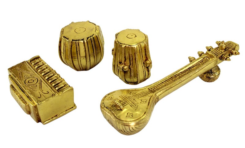 eSplanade Brass Miniature Musical Set - Veena Sitar Tabla and Harmonium Set | Home Decor Showpiece | Home Decor - Image 2