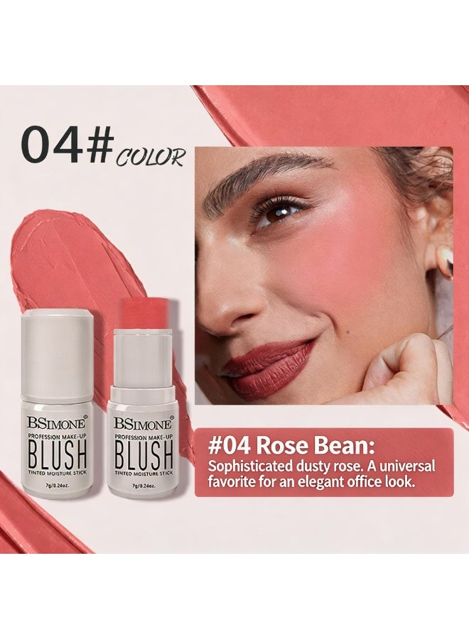 BSIMONE Multi-Use Matte Cream Blush & Lip Tint Stick, 2-in-1 Waterproof Makeup Stick, Long-Lasting Blendable Formula - #04 Rose Bean - Image 3
