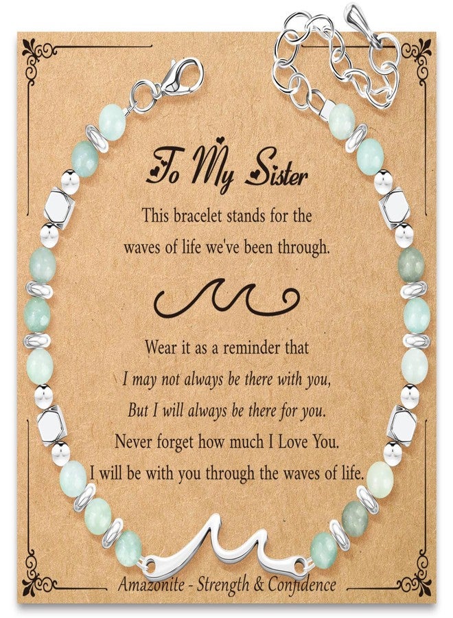 AGOT Inspirational Gifts Wave Bracelets for Women: Healing Amazonite Bracelets with Positive Affirmations - Get Well Soon Gift for Mom Aunt Daughter Best Friends Sister Coworker - Image 1